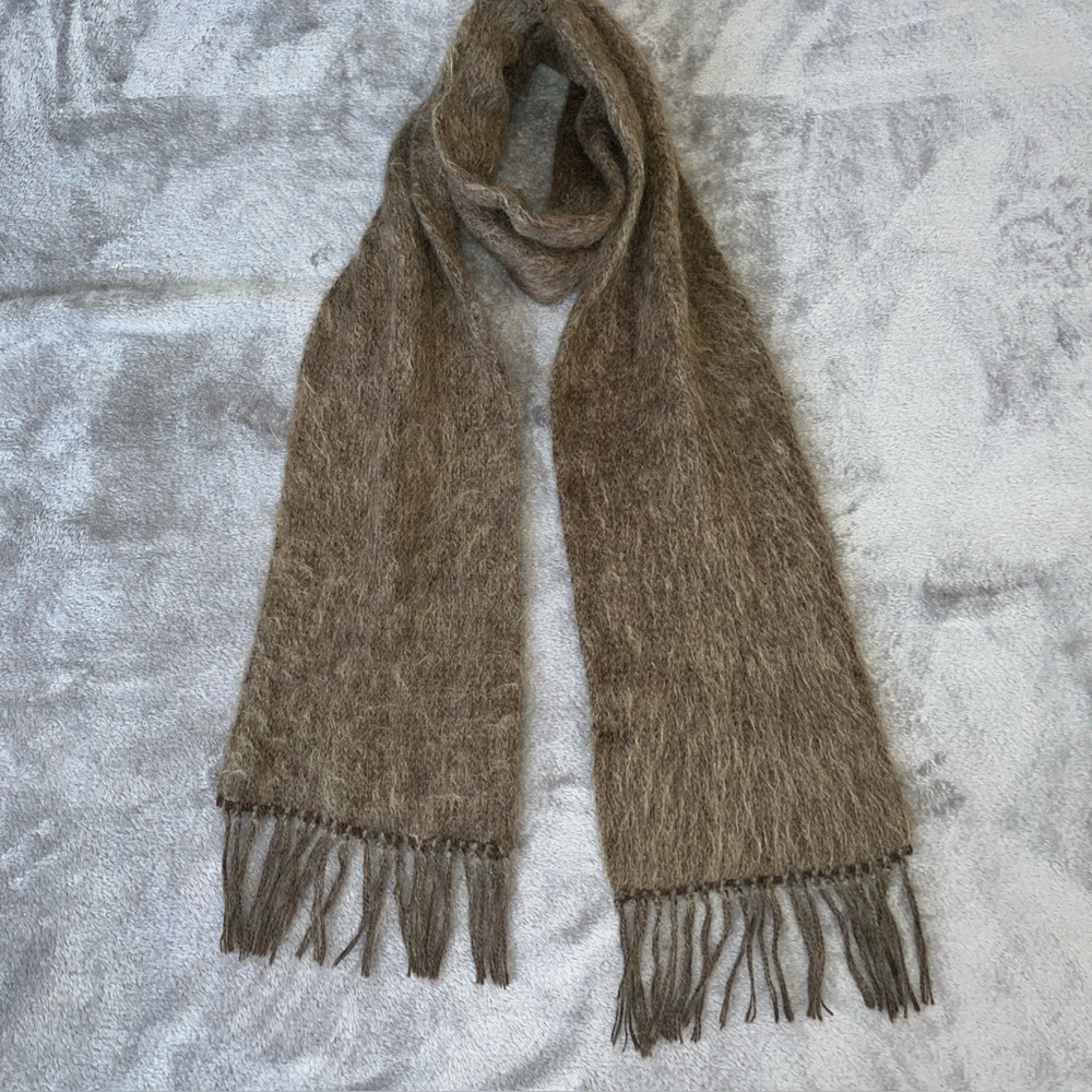 Elegant Cozy Brown Mohair Wool Scarf